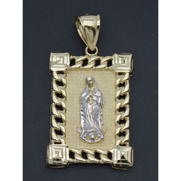 Real Solid 10K Yellow Gold Shiny Virgin Mary Lady Guadalupe Pendant 6.3gr - Picture 1 of 7